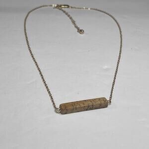 necklace costume fashion jewelry Gold chain link bar pendant natural neutral